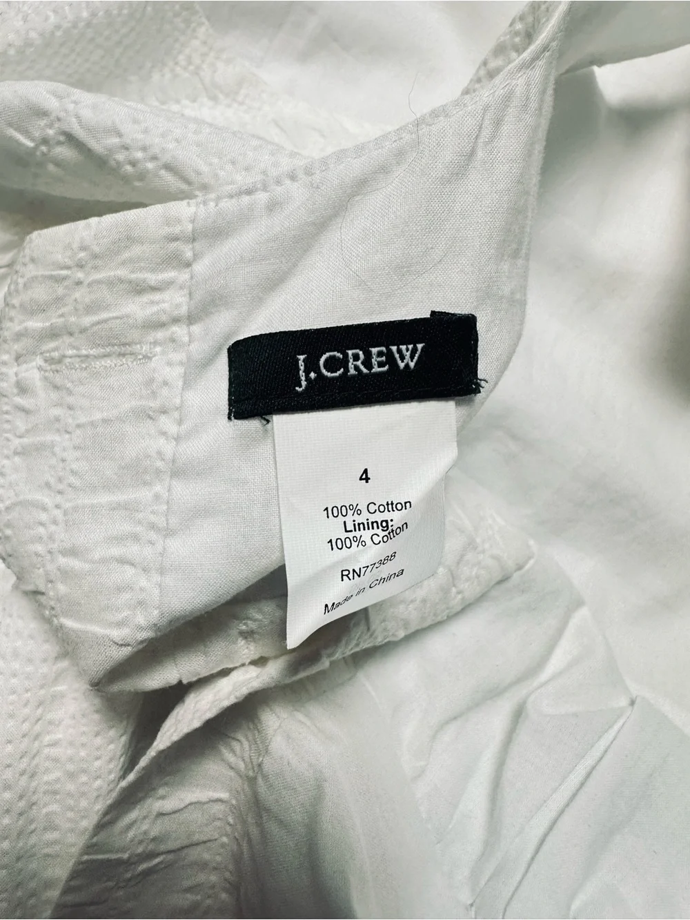 J. Crew White Textured Cotton Button Front Sundress Cottagecore Size 4 - Picture 9 of 11